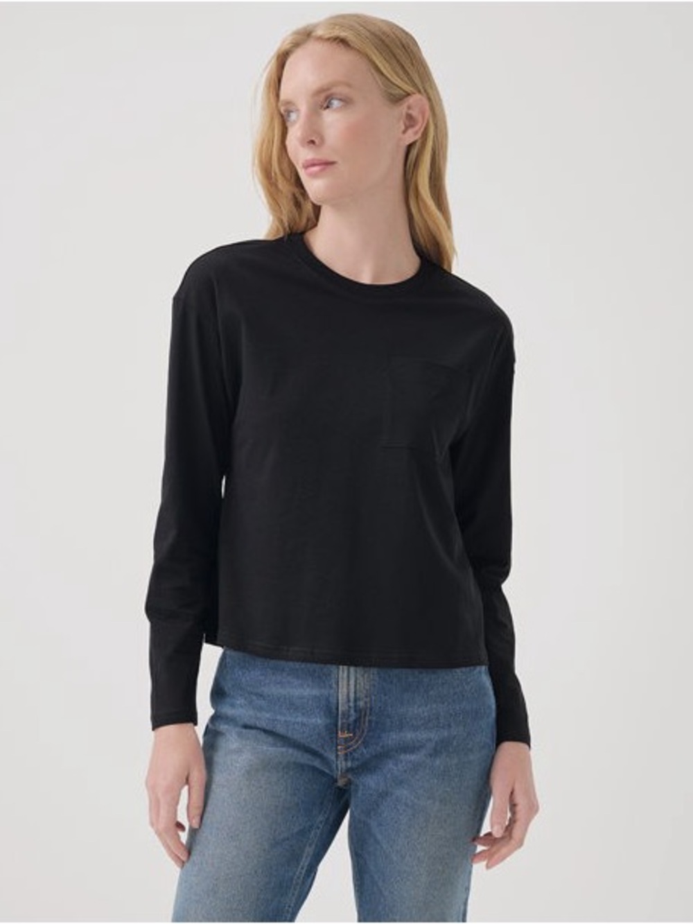 Pact 100% Organic Cotton Softspun Long Sleeve Pocket Tee Black Basics Size XXL